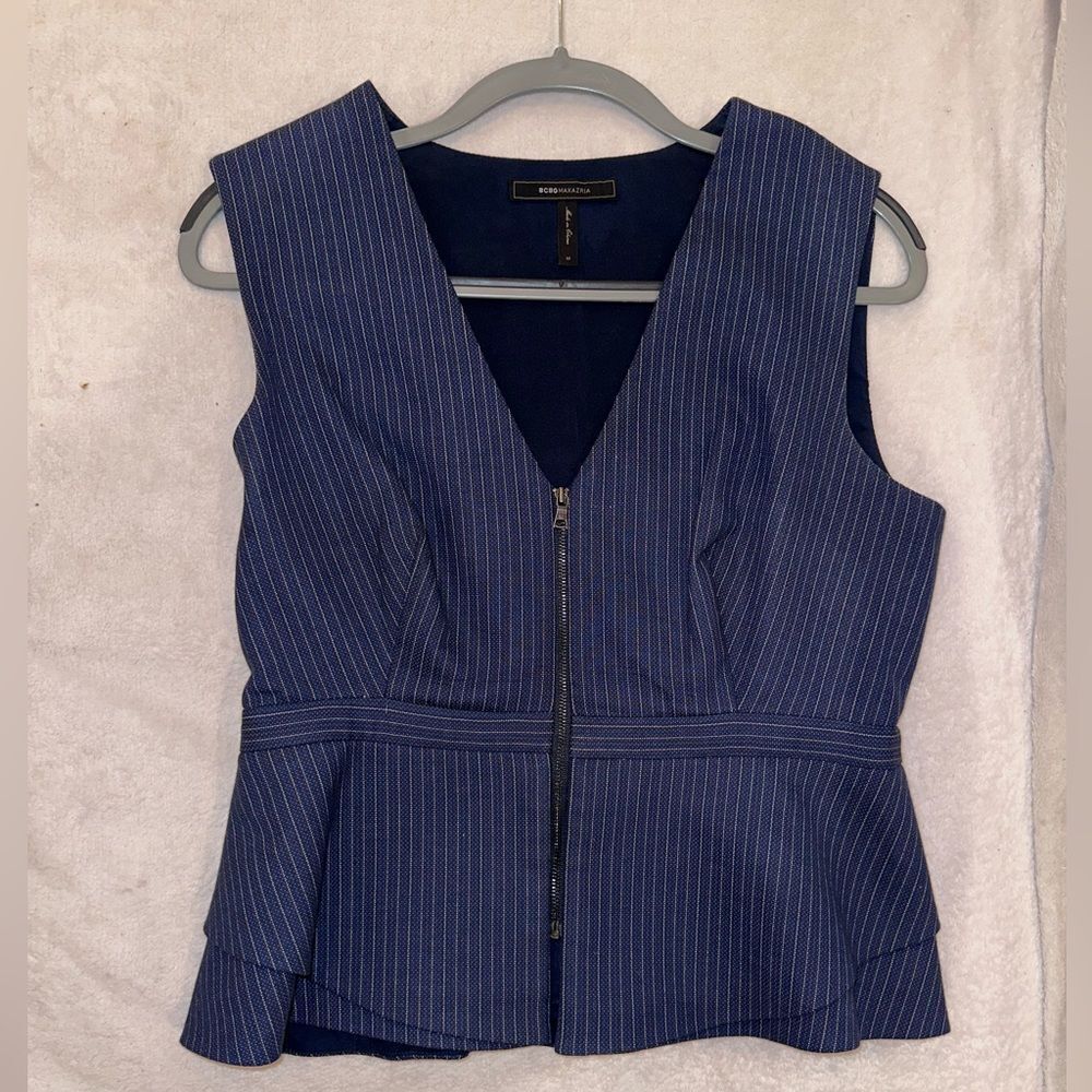 BCBG MAXAZRIA SIZE M women’s blouse top navy with zipper